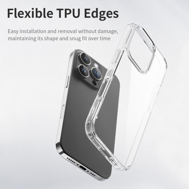 For iPhone 16 Plus ROCK Pure Series Clear PC Hybrid TPU Phone Case - Transparent