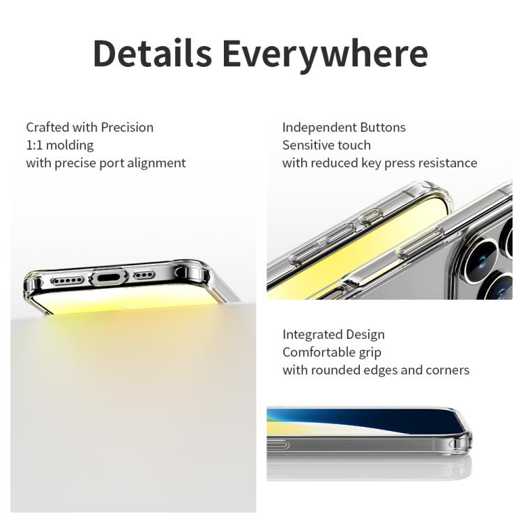 For iPhone 16 Plus ROCK Pure Series Clear PC Hybrid TPU Phone Case - Transparent
