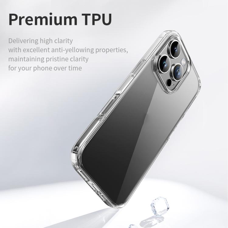 For iPhone 16 Pro ROCK Pure Series Clear PC Hybrid TPU Phone Case - Transparent