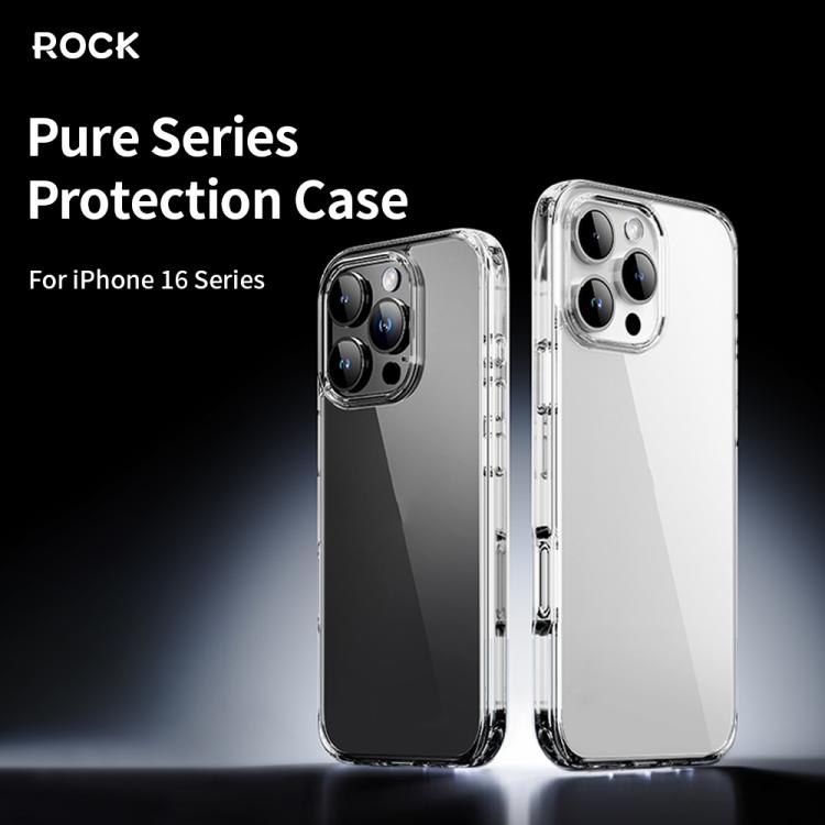 For iPhone 16 Pro Max ROCK Pure Series Clear PC Hybrid TPU Phone Case - Transparent
