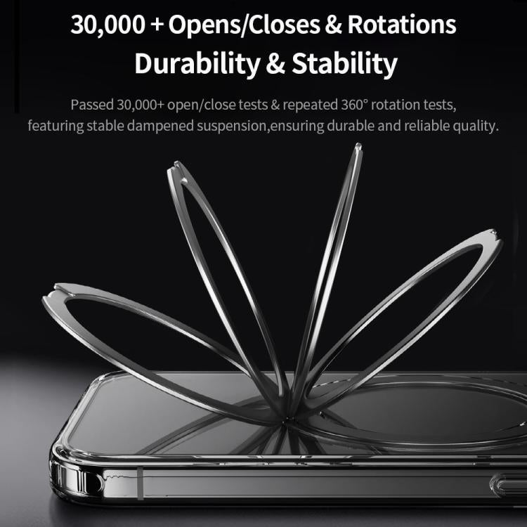 For iPhone 16 Pro Max ROCK JingDun Series Clear Rotating MagSafe Holder PC Hybrid TPU Phone Case - Transparent