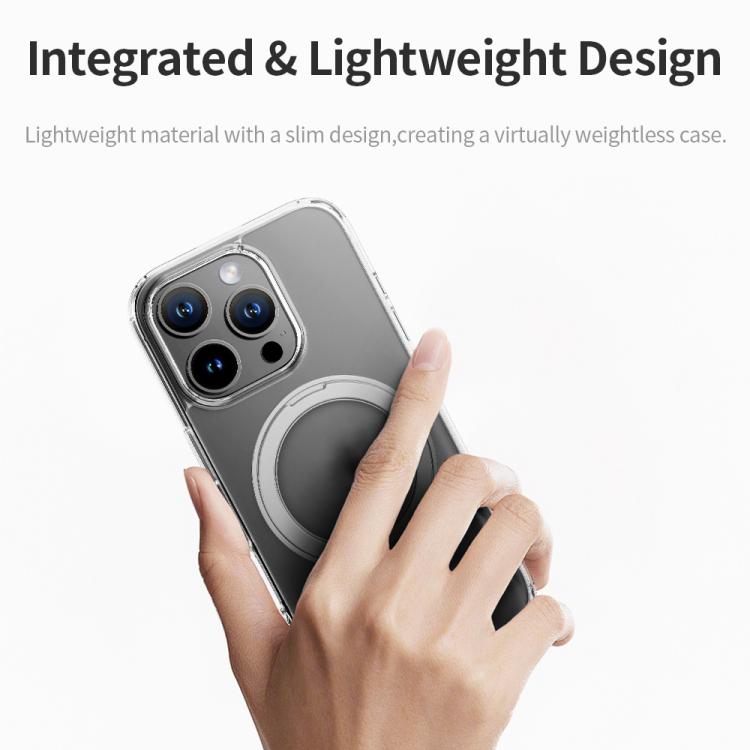 For iPhone 16 Pro Max ROCK JingDun Series Clear Rotating MagSafe Holder PC Hybrid TPU Phone Case - Transparent