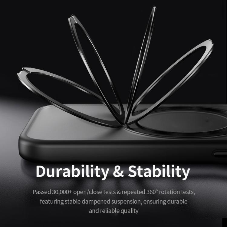 For iPhone 16 Pro Max ROCK YouDun Series Skin Feel Rotating MagSafe Holder PC Hybrid TPU Phone Case - Grey