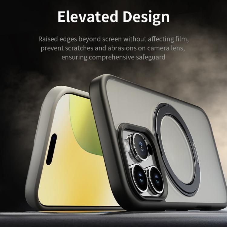 For iPhone 16 Pro ROCK YouDun Series Skin Feel Rotating MagSafe Holder PC Hybrid TPU Phone Case