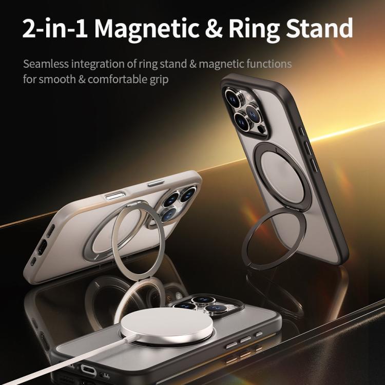 For iPhone 16 Pro ROCK YouDun Series Skin Feel Rotating MagSafe Holder PC Hybrid TPU Phone Case