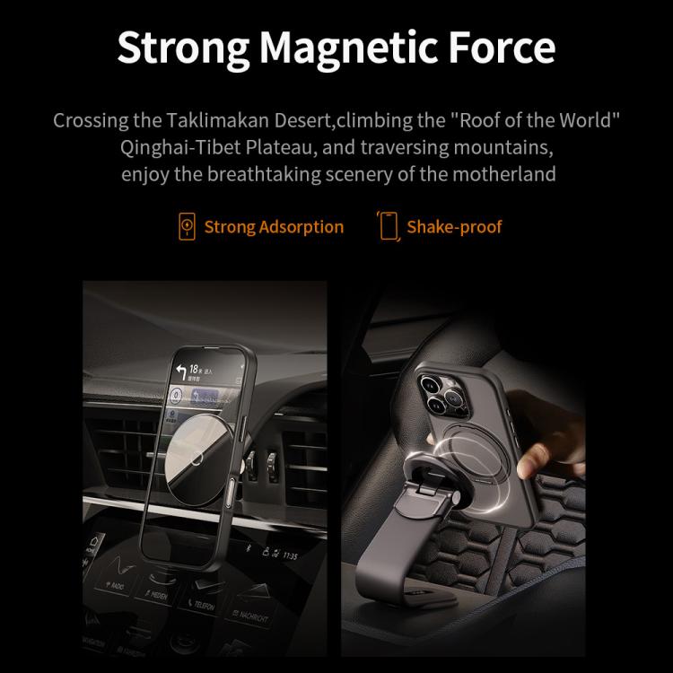 For iPhone 16 Pro ROCK YouDun Series Skin Feel Rotating MagSafe Holder PC Hybrid TPU Phone Case