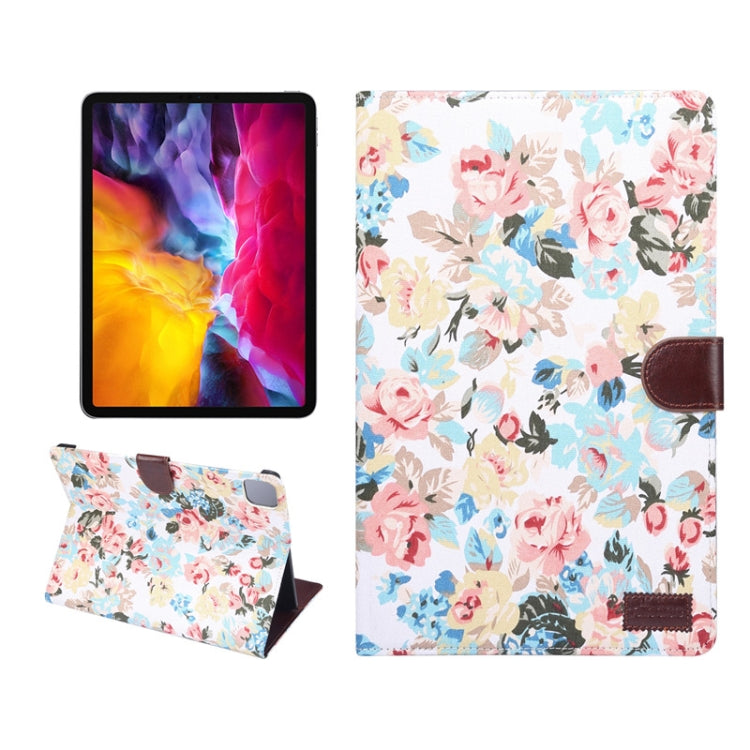 For iPad Air 2022 / 2020 10.9 Flower Cloth Texture PC Horizontal Flip Leather Protective Case with Holder & Card Slots & Wallet & Photo Frame & Sleep / Wake-up Function