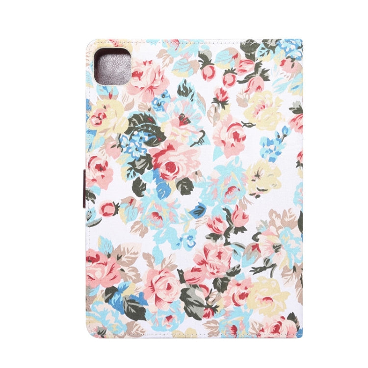 For iPad Air 2022 / 2020 10.9 Flower Cloth Texture PC Horizontal Flip Leather Protective Case with Holder & Card Slots & Wallet & Photo Frame & Sleep / Wake-up Function