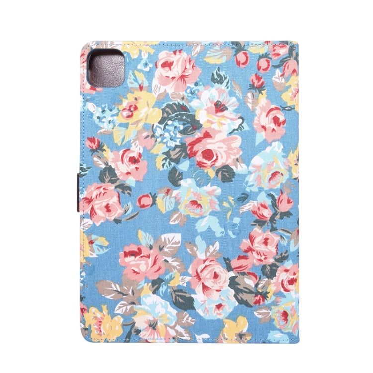 For iPad Air 2022 / 2020 10.9 Flower Cloth Texture PC Horizontal Flip Leather Protective Case with Holder & Card Slots & Wallet & Photo Frame & Sleep / Wake-up Function
