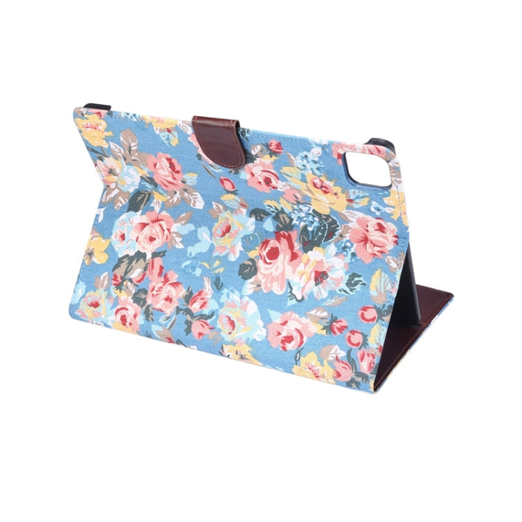 For iPad Air 2022 / 2020 10.9 Flower Cloth Texture PC Horizontal Flip Leather Protective Case with Holder & Card Slots & Wallet & Photo Frame & Sleep / Wake-up Function