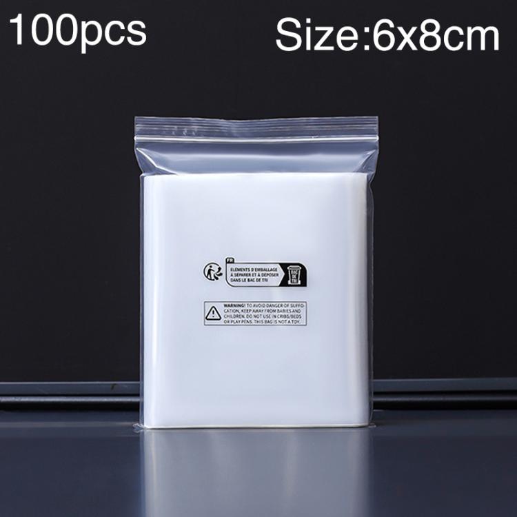 100pcs Double Layer Environmental Label Warning Printed Ziplock Bag, Size:6 x 8cm 12 Wire