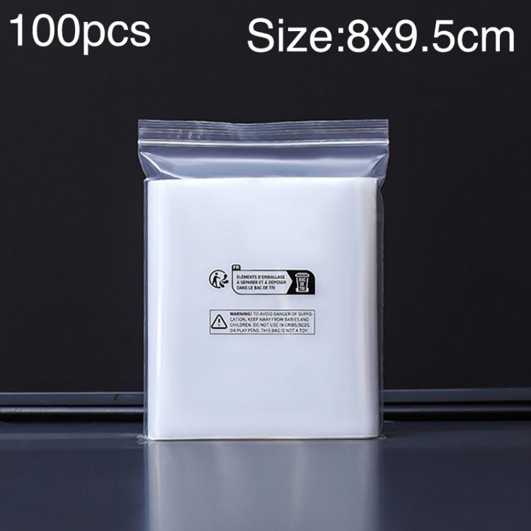 100pcs Double Layer Environmental Label Warning Printed Ziplock Bag, Size:8 x 9.5cm 12 Wire