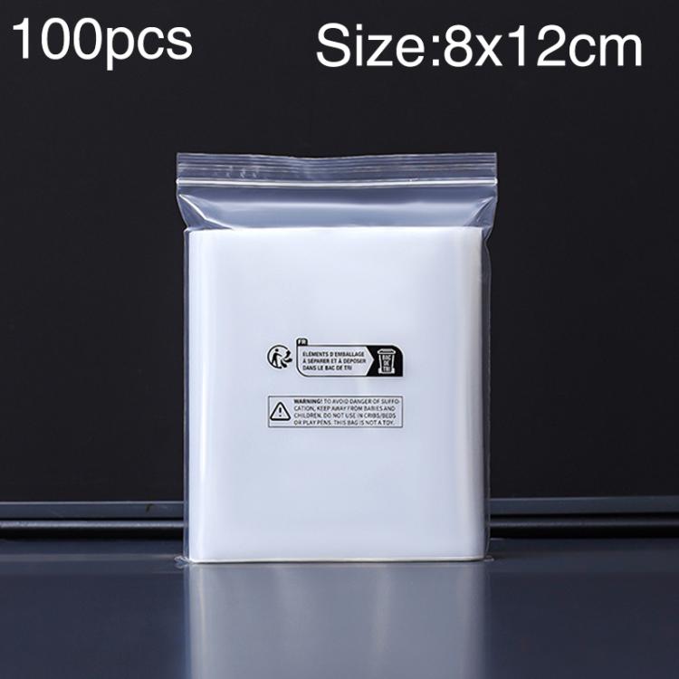 100pcs Double Layer Environmental Label Warning Printed Ziplock Bag, Size:8 x 12cm 16 Wire