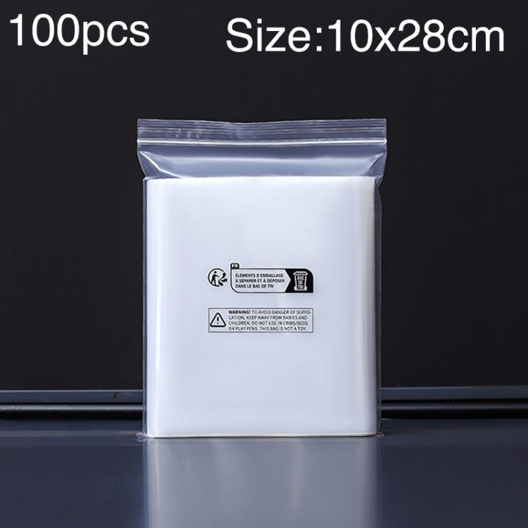 100pcs Double Layer Environmental Label Warning Printed Ziplock Bag, Size:10 x 28cm 12 Wire