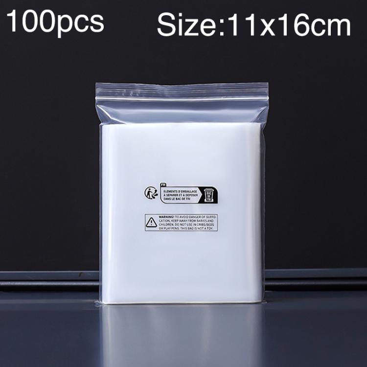 100pcs Double Layer Environmental Label Warning Printed Ziplock Bag, Size:11 x 16cm 12 Wire