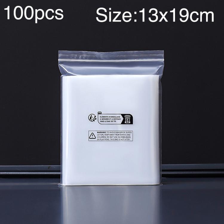 100pcs Double Layer Environmental Label Warning Printed Ziplock Bag, Size:13 x 19cm 8 Wire