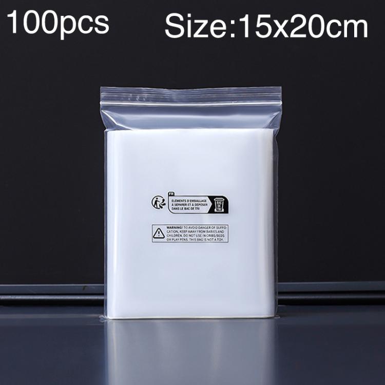 100pcs Double Layer Environmental Label Warning Printed Ziplock Bag, Size:15 x 20cm 12 Wire