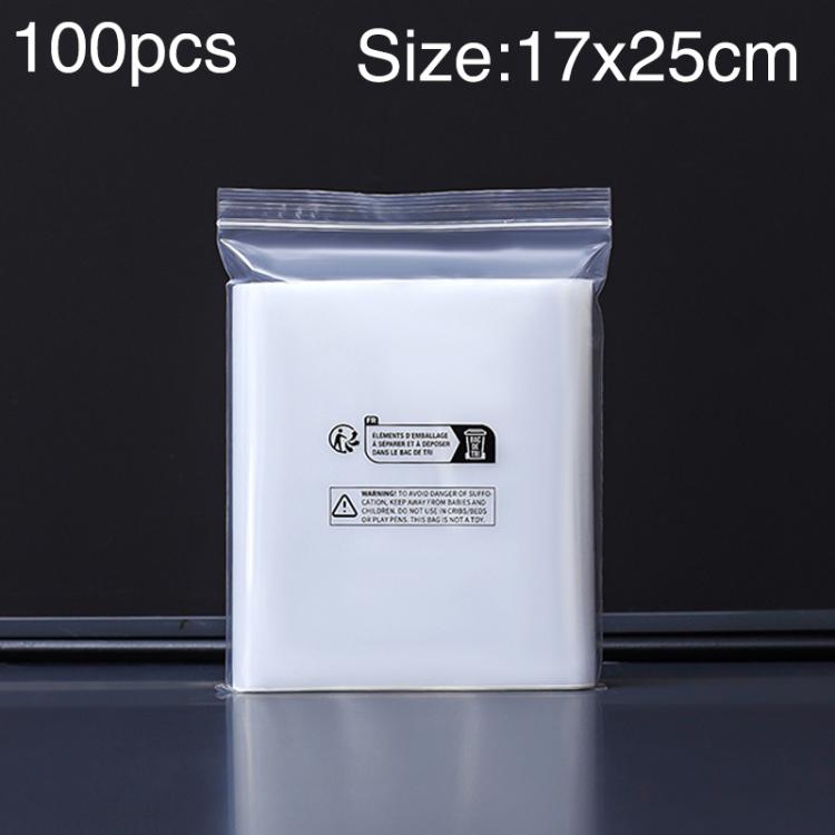100pcs Double Layer Environmental Label Warning Printed Ziplock Bag, Size:17 x 25cm 12 Wire