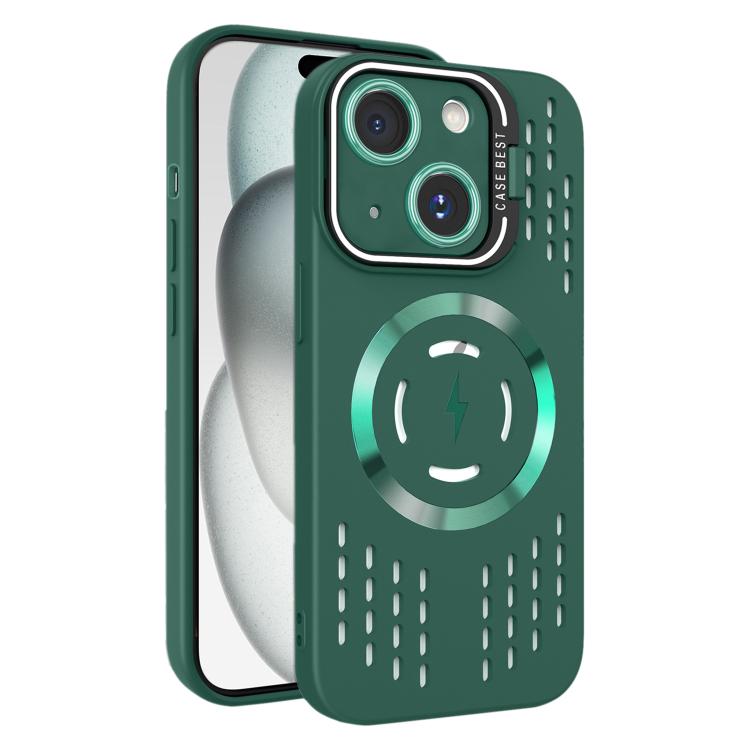 For iPhone 15 Plus Lens Holder MagSafe Cooling Phone Case