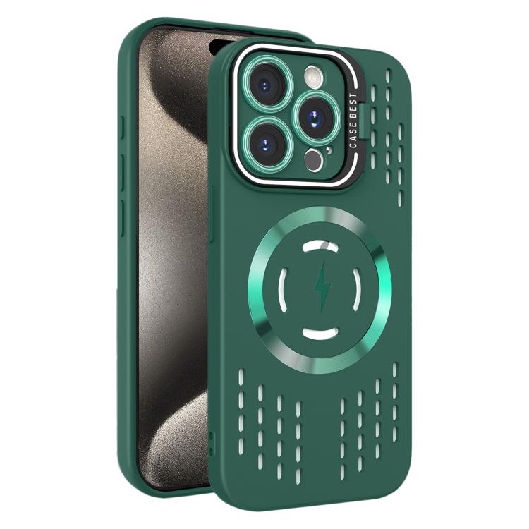 For iPhone 15 Pro Lens Holder MagSafe Cooling Phone Case