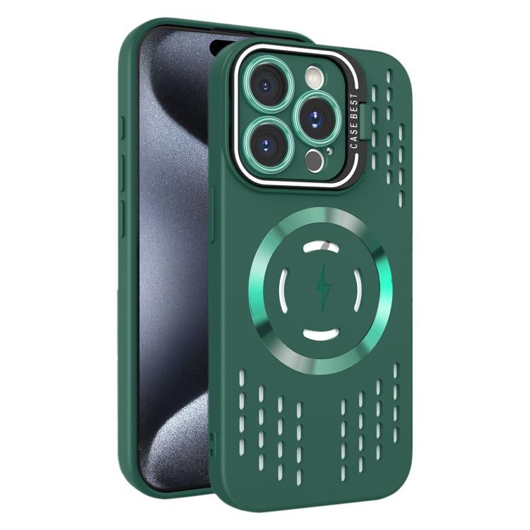 For iPhone 15 Pro Max Lens Holder MagSafe Cooling Phone Case