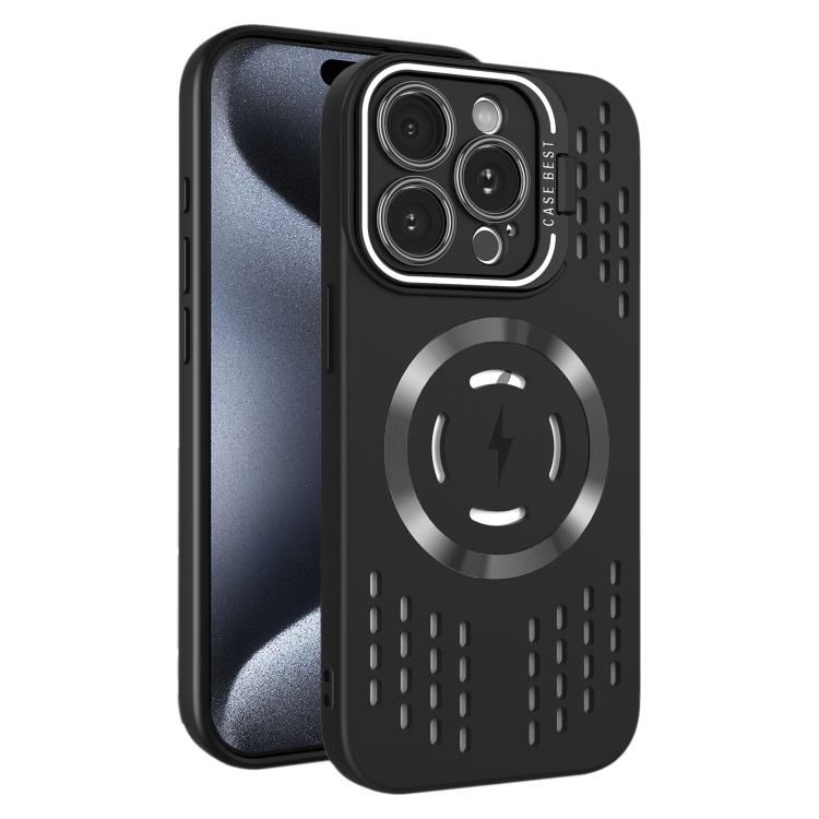 For iPhone 15 Pro Max Lens Holder MagSafe Cooling Phone Case