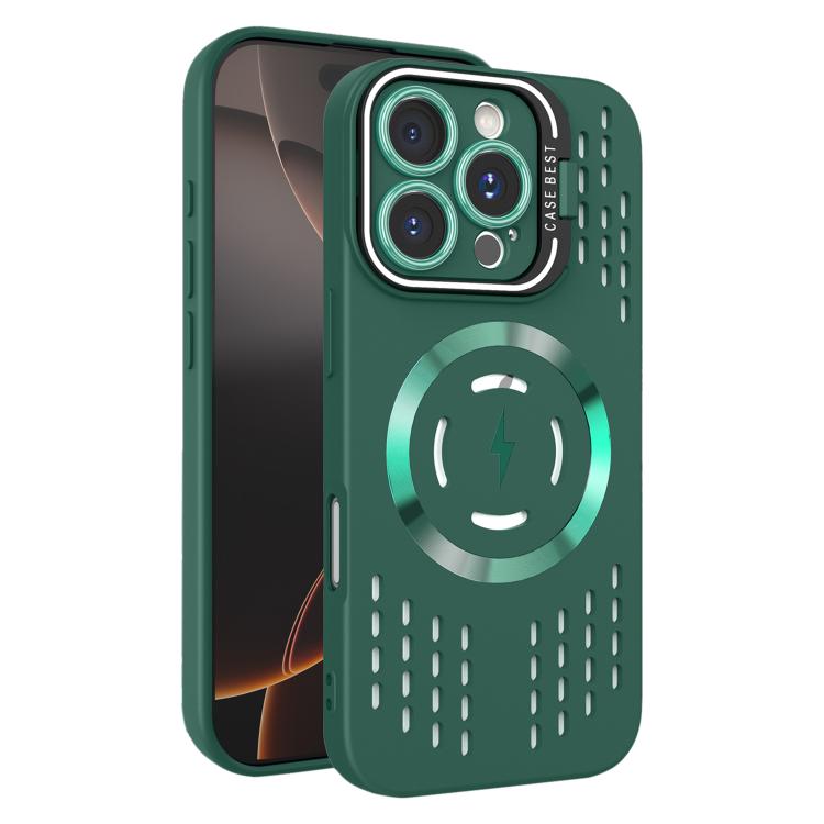 For iPhone 16 Pro Max Lens Holder MagSafe Cooling Phone Case