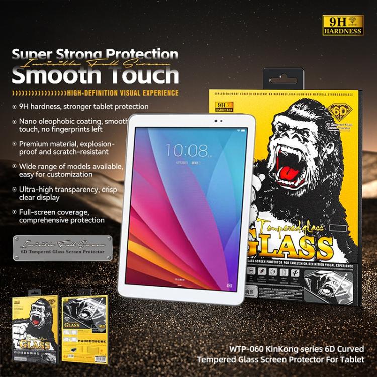 For Huawei MediaPad T1 10 9.6 WK WTP-060 KinKong 0.33mm 6D Curved HD Tempered Glass Film