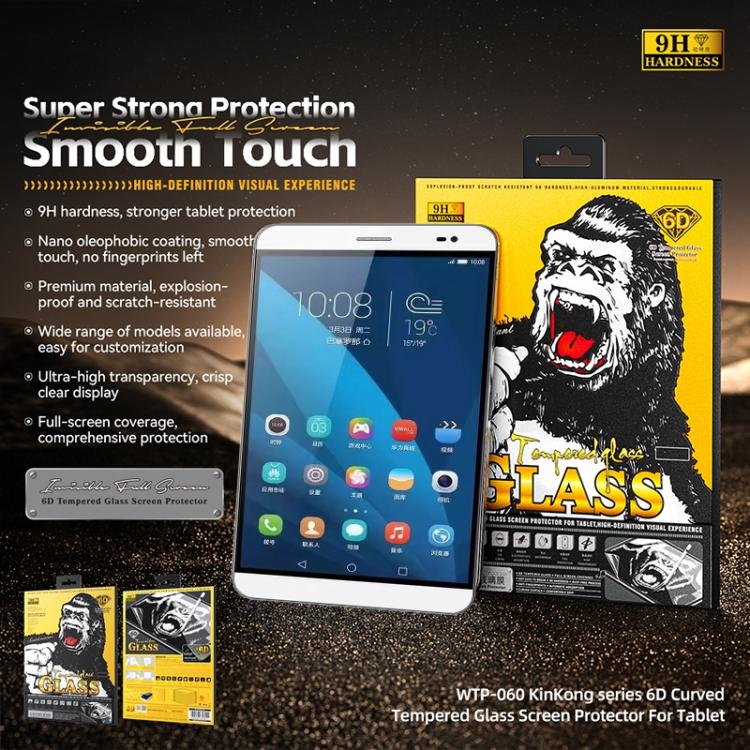 For Huawei MediaPad X2 / X1 GEM-703L WK WTP-060 KinKong 0.33mm 6D Curved HD Tempered Glass Film