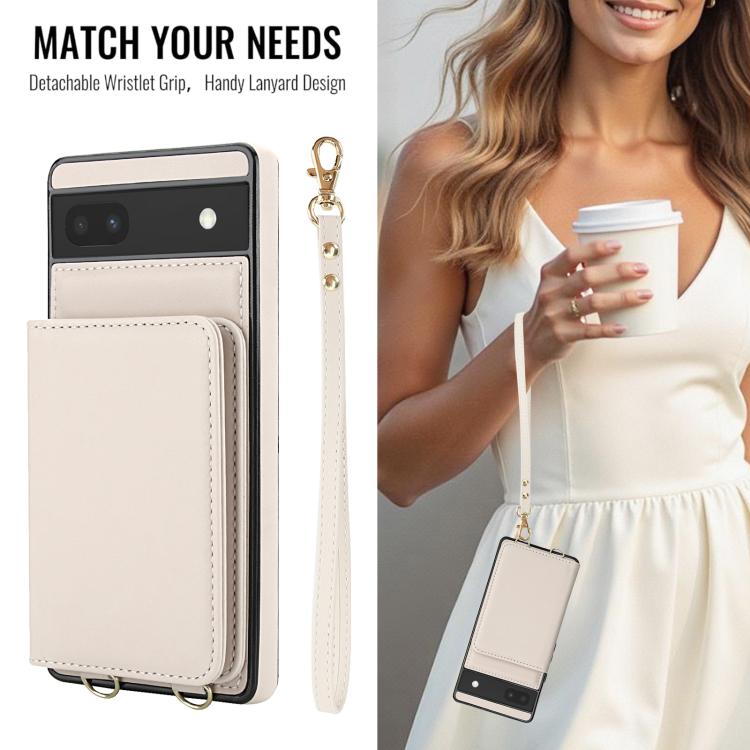 For Google Pixel 6a Crossbody Dual-buckle Wallet RFID Back Leather Phone Case