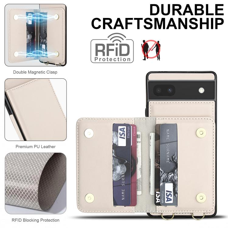 For Google Pixel 6a Crossbody Dual-buckle Wallet RFID Back Leather Phone Case