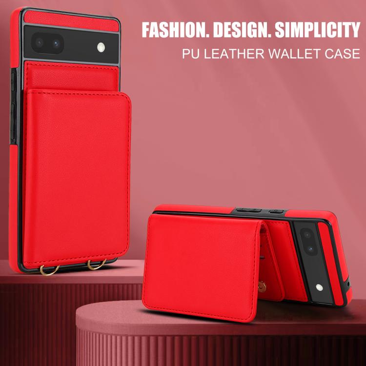 For Google Pixel 6a Crossbody Dual-buckle Wallet RFID Back Leather Phone Case