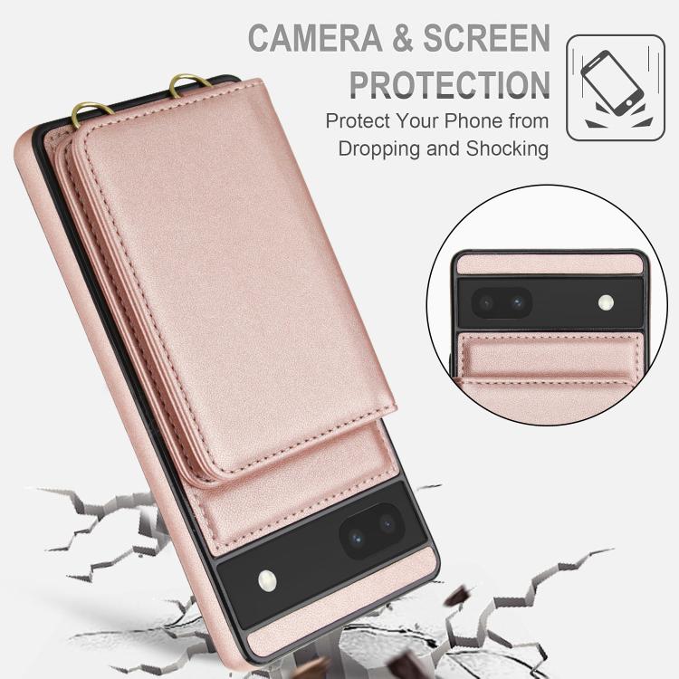 For Google Pixel 6a Crossbody Dual-buckle Wallet RFID Back Leather Phone Case