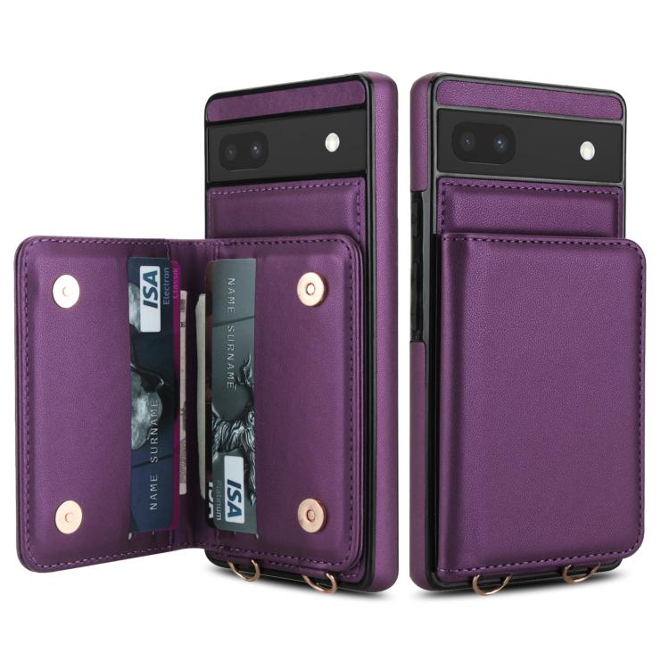 For Google Pixel 6a Crossbody Dual-buckle Wallet RFID Back Leather Phone Case