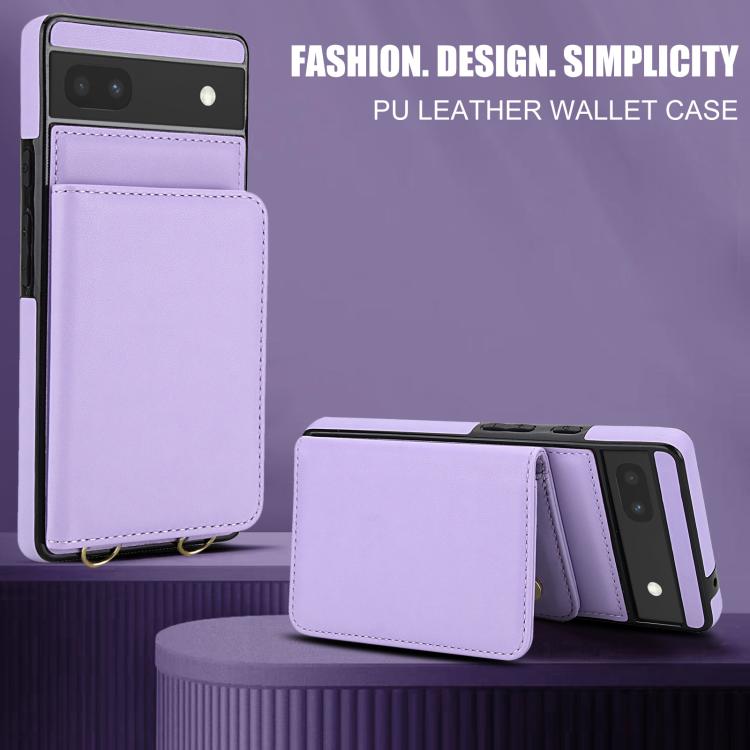 For Google Pixel 6a Crossbody Dual-buckle Wallet RFID Back Leather Phone Case