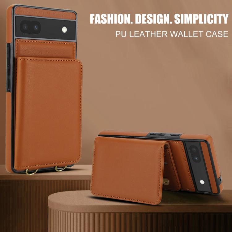 For Google Pixel 6a Crossbody Dual-buckle Wallet RFID Back Leather Phone Case