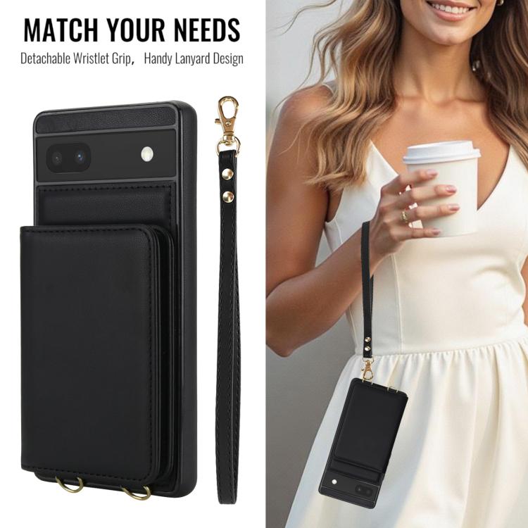 For Google Pixel 8 Crossbody Dual-buckle Wallet RFID Back Leather Phone Case