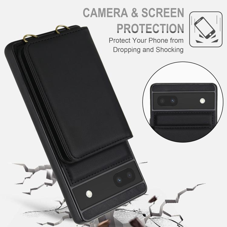 For Google Pixel 8 Crossbody Dual-buckle Wallet RFID Back Leather Phone Case