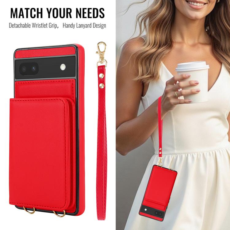 For Google Pixel 8 Crossbody Dual-buckle Wallet RFID Back Leather Phone Case