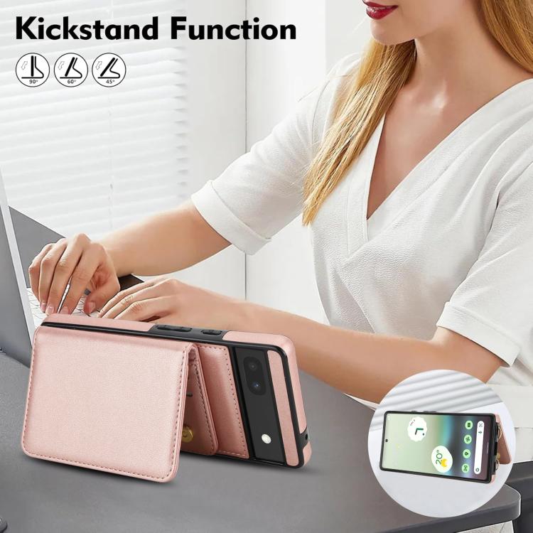 For Google Pixel 8 Crossbody Dual-buckle Wallet RFID Back Leather Phone Case