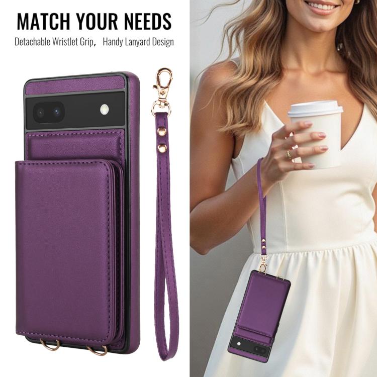 For Google Pixel 8 Crossbody Dual-buckle Wallet RFID Back Leather Phone Case