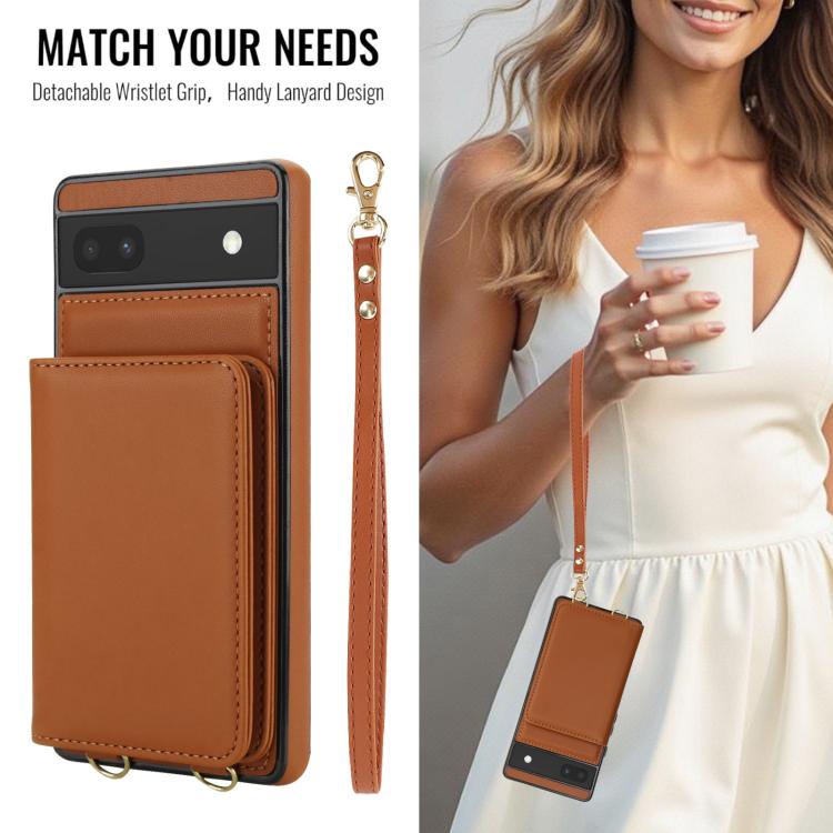 For Google Pixel 8 Crossbody Dual-buckle Wallet RFID Back Leather Phone Case