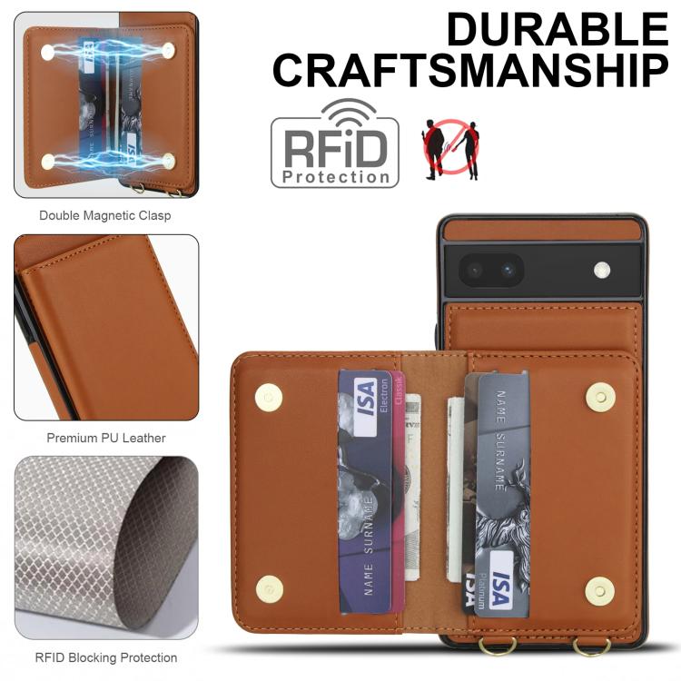 For Google Pixel 8 Crossbody Dual-buckle Wallet RFID Back Leather Phone Case