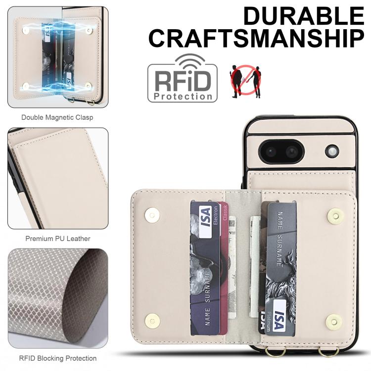 For Google Pixel 8a Crossbody Dual-buckle Wallet RFID Back Leather Phone Case