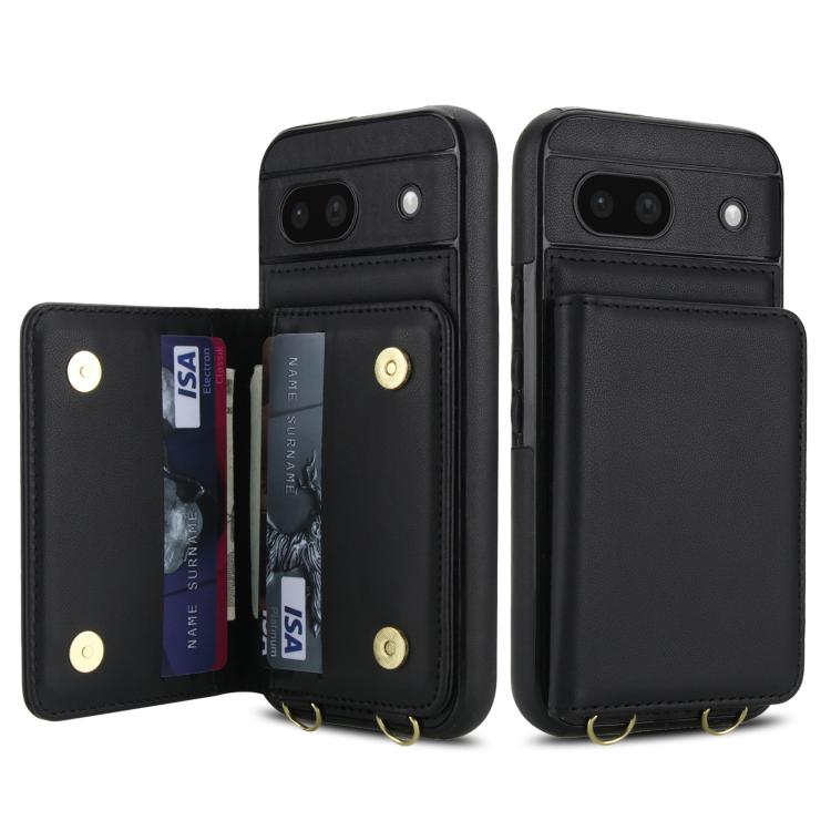 For Google Pixel 8a Crossbody Dual-buckle Wallet RFID Back Leather Phone Case