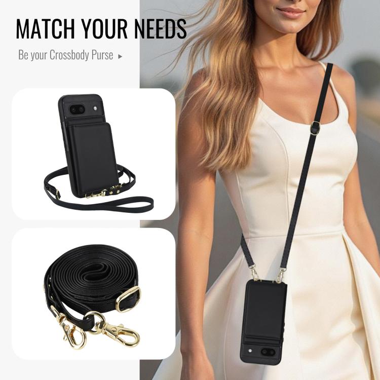 For Google Pixel 8a Crossbody Dual-buckle Wallet RFID Back Leather Phone Case