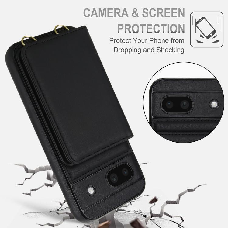 For Google Pixel 8a Crossbody Dual-buckle Wallet RFID Back Leather Phone Case
