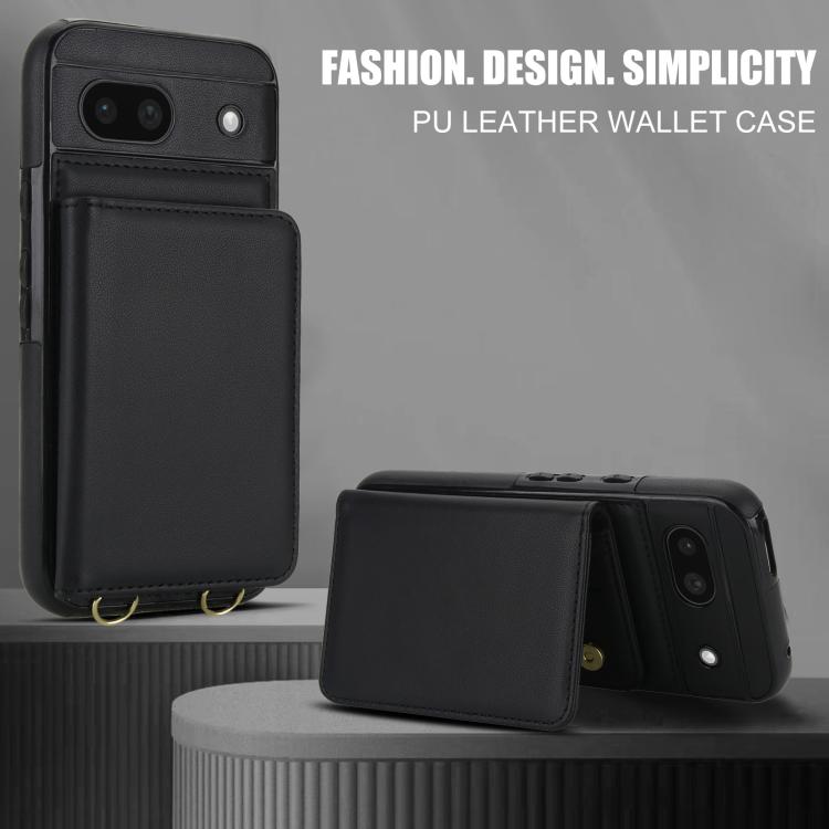 For Google Pixel 8a Crossbody Dual-buckle Wallet RFID Back Leather Phone Case