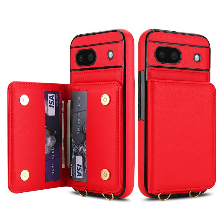 For Google Pixel 8a Crossbody Dual-buckle Wallet RFID Back Leather Phone Case