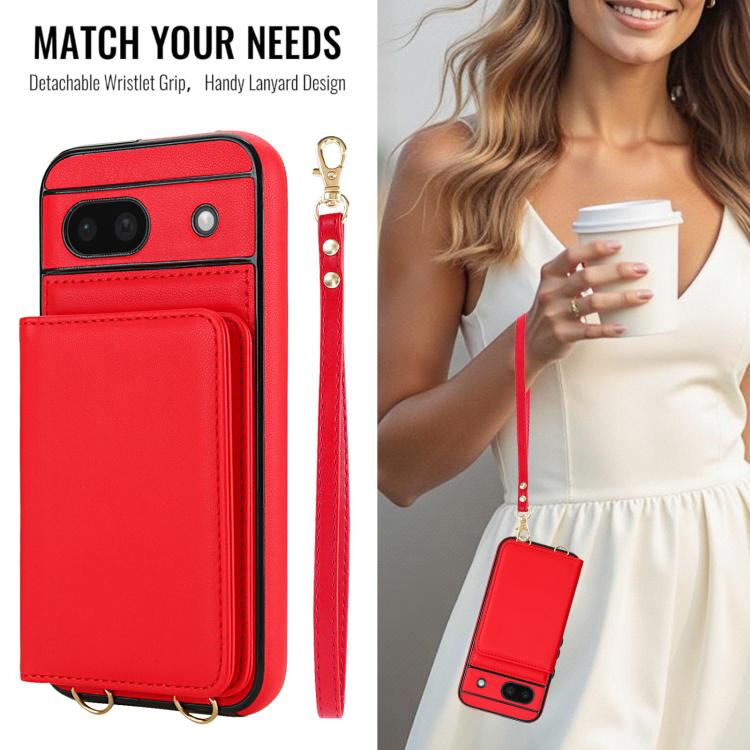 For Google Pixel 8a Crossbody Dual-buckle Wallet RFID Back Leather Phone Case